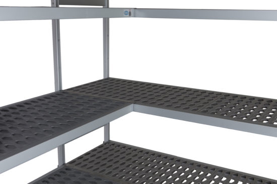 Aluminiumsreol For Hygienisk Lagring Nærbilde Av Hjørne